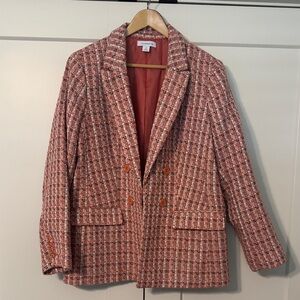 Liz Claiborne Coral and Cream Tweed Blazer